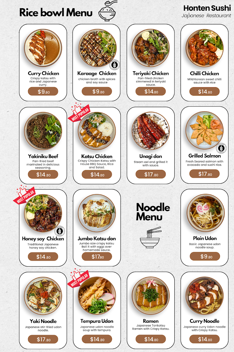 Honten sushi Photo Menu 1