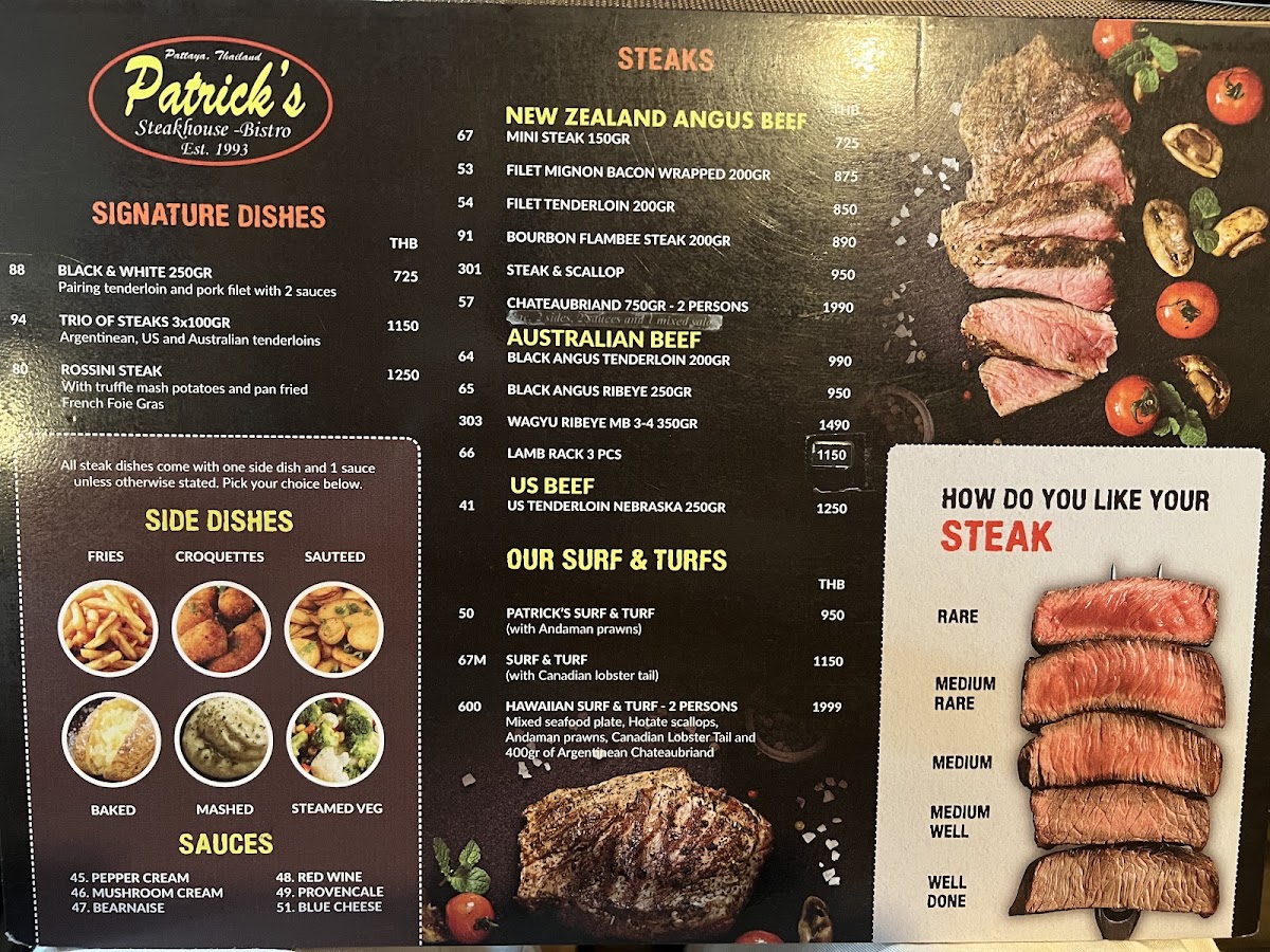 Patrick's Steakhouse Photo Menu 2