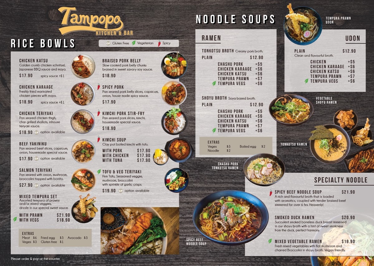 Tampopo Kitchen & Bar - Maroochydore Photo Menu 1