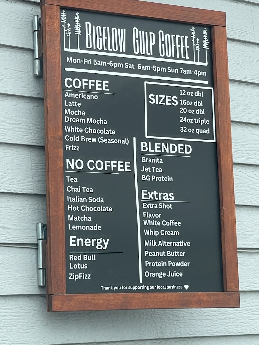 Bigelow Gulp Photo Menu 1