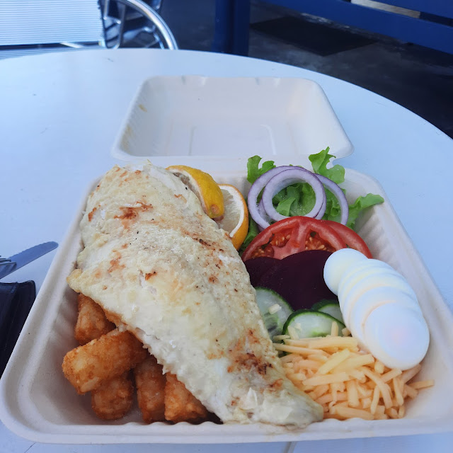 Grilled Fish Chips and Salad