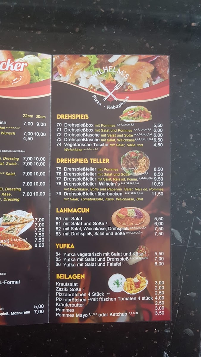 Wilhelm's Pizza,-Kebaphaus Photo Menu 4
