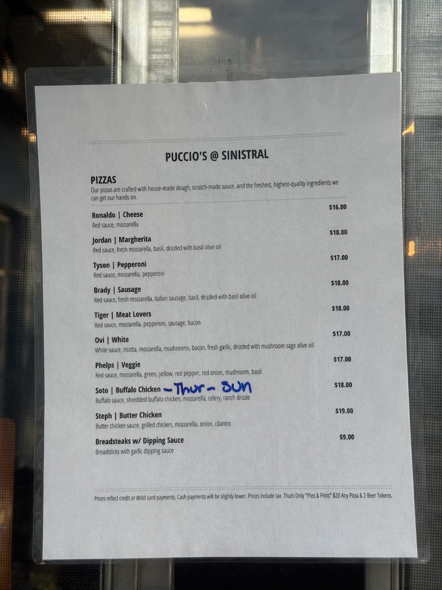 Puccio's pizza Photo Menu 1