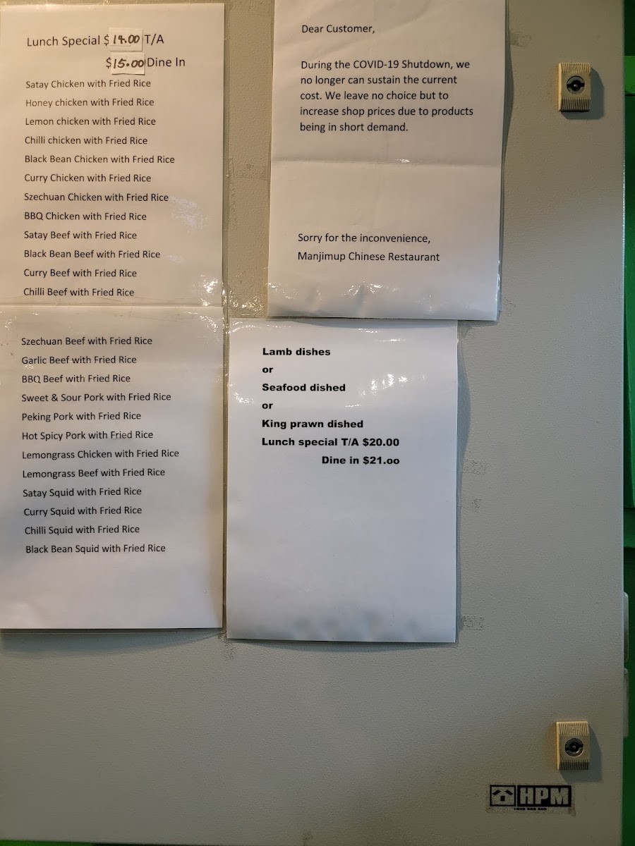 Manjimup Chinese Restaurant Photo Menu 3
