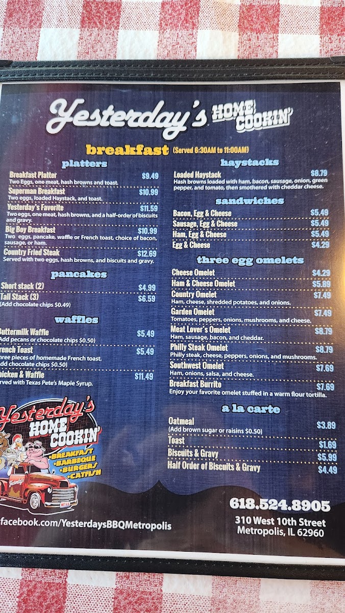 Yesterday’s Home Cookin' Photo Menu 7