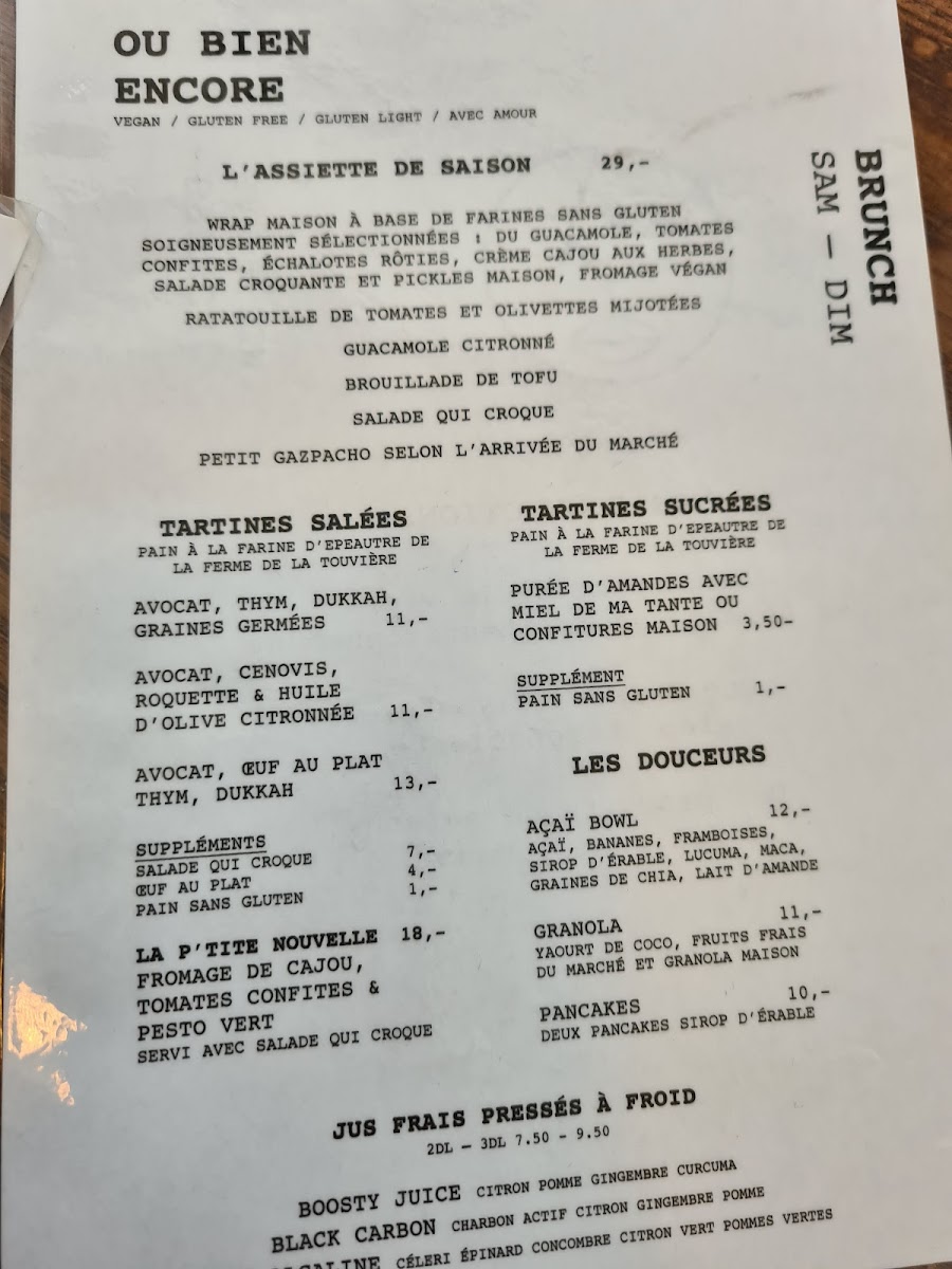 Ou Bien Encore Photo Menu 1
