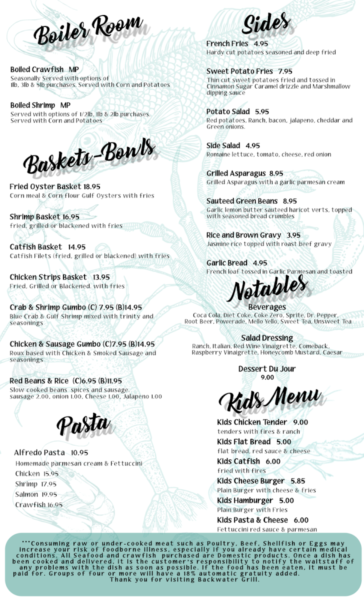 Backwater Grill Photo Menu 1