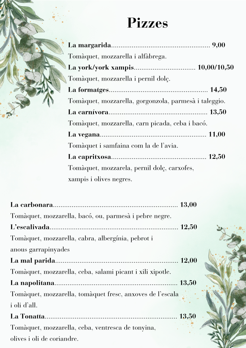 Maitasuna pizzeria Photo Menu 1