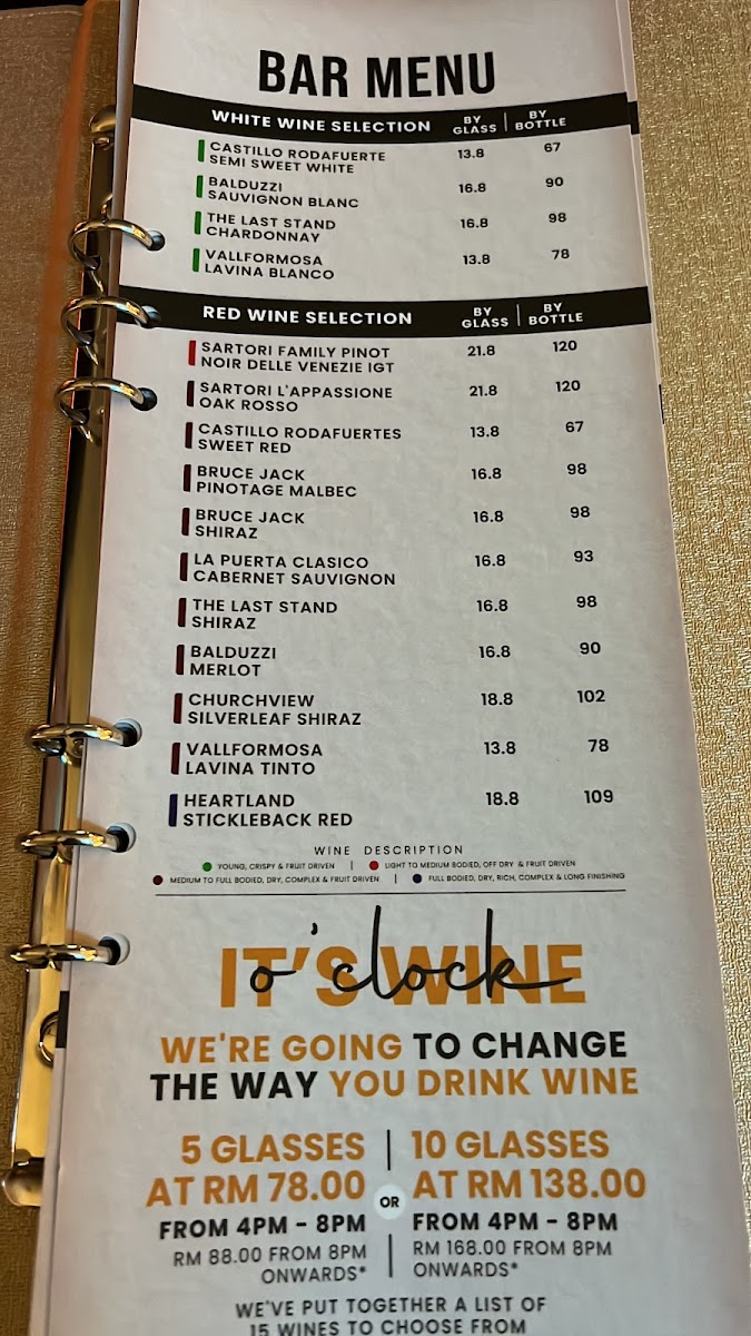 Corks Out TTDI Photo Menu 6