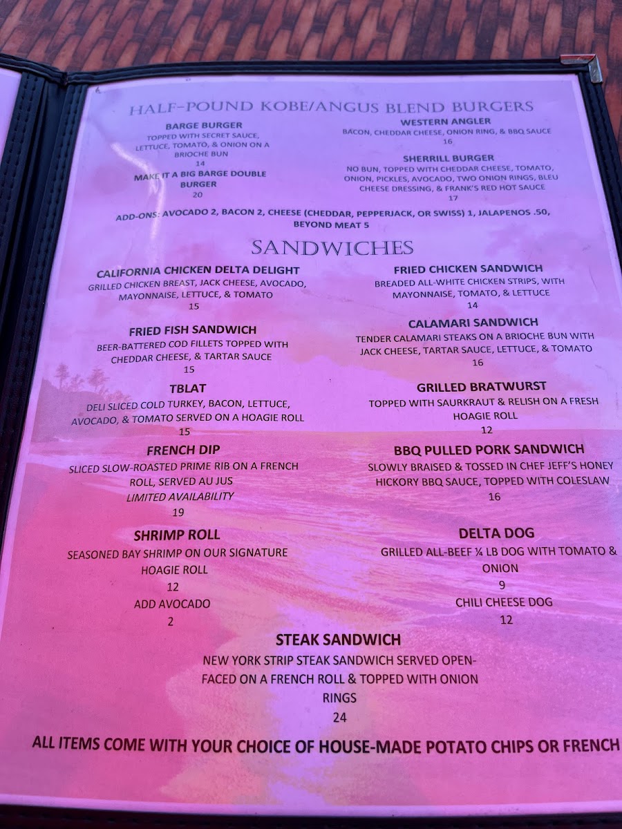 Sugar Barge Waterfront Bar & Grill Photo Menu 1