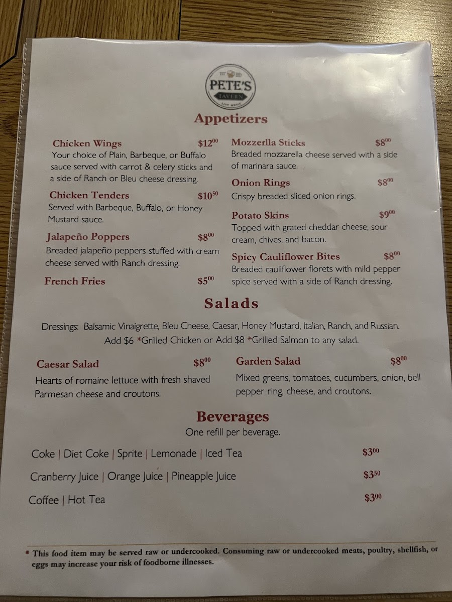 Pete's Tavern Photo Menu 5