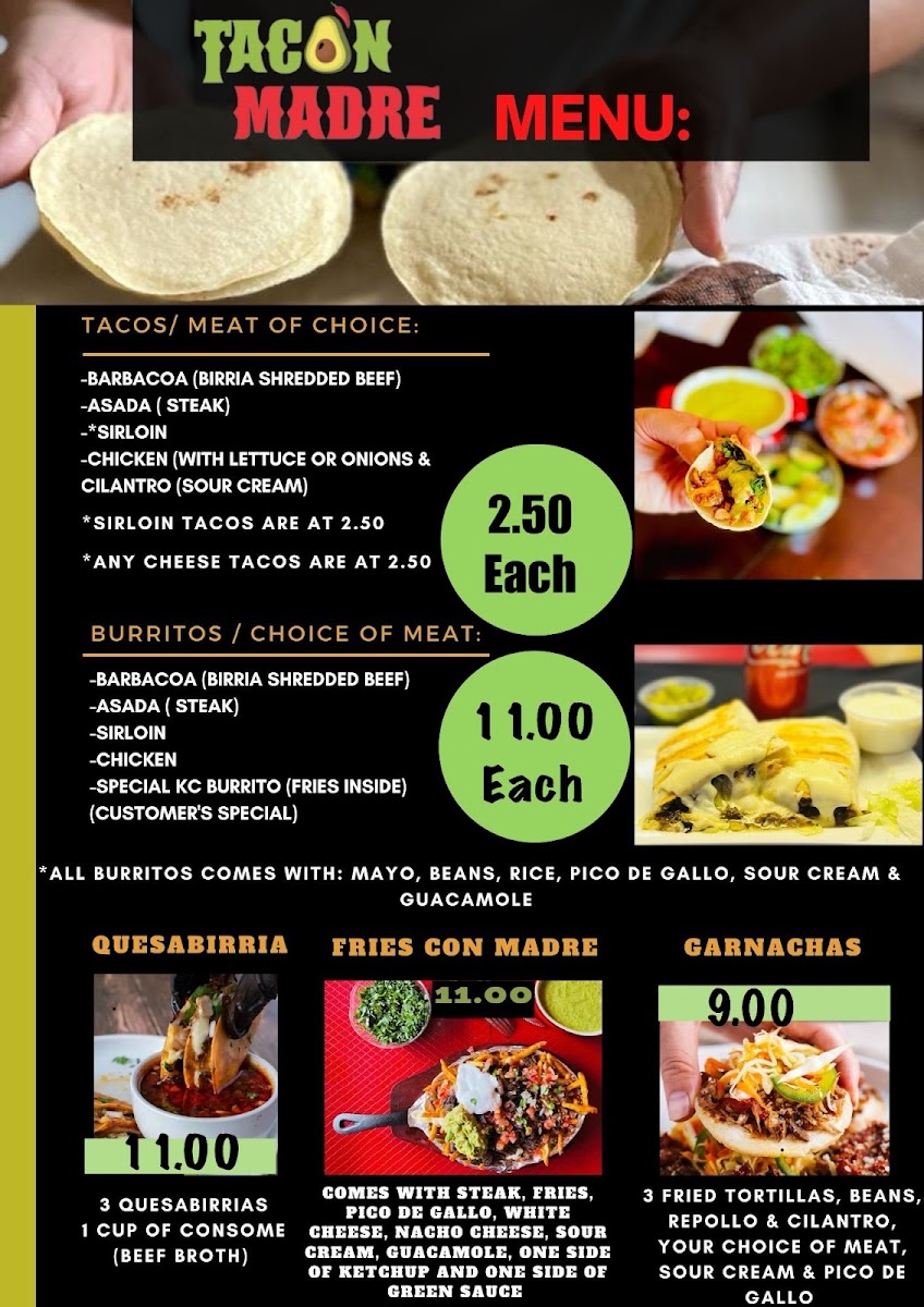 Taco’N Madre Photo Menu 3