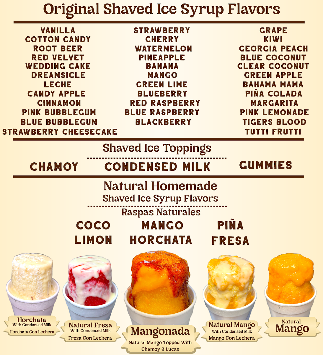 Texas Shaved Ice Express Photo Menu 1