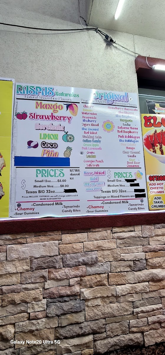Texas Shaved Ice Express Photo Menu 6