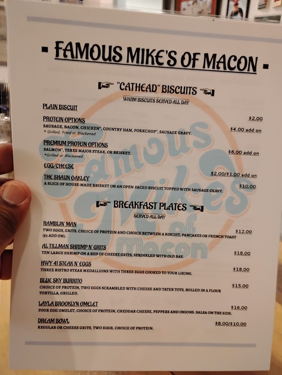 Famous Mike's of Macon Photo Menu 1