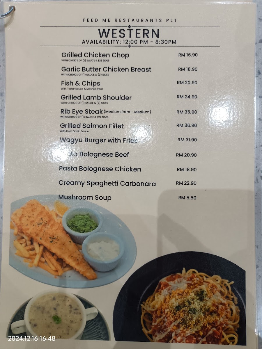Feed Me Restaurants PLT Photo Menu 1