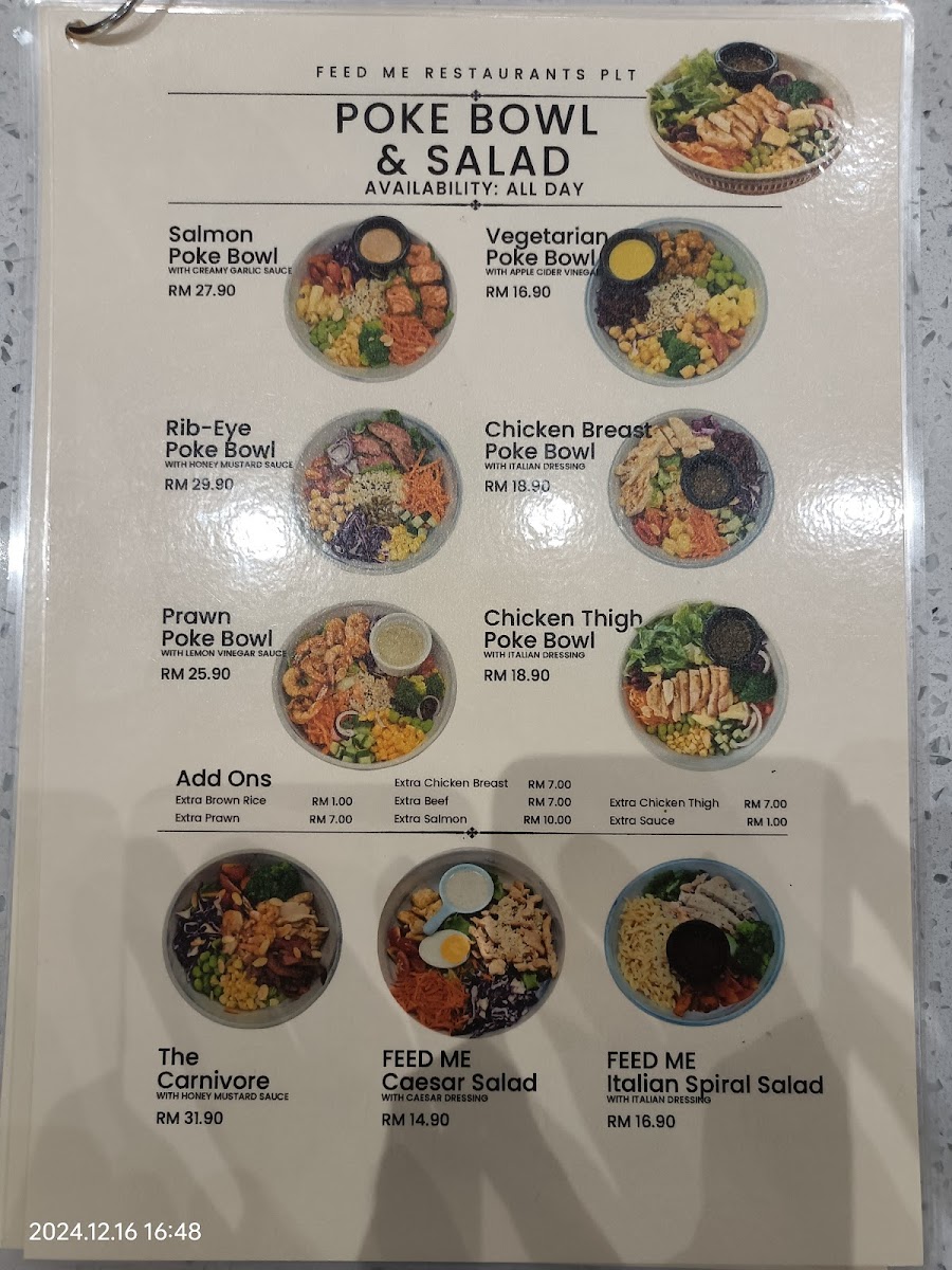 Feed Me Restaurants PLT Photo Menu 2