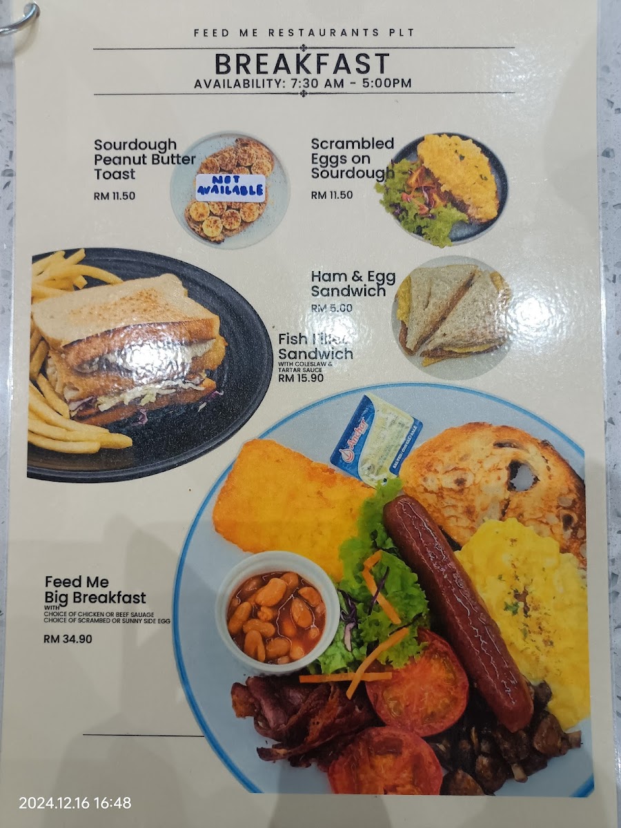 Feed Me Restaurants PLT Photo Menu 3
