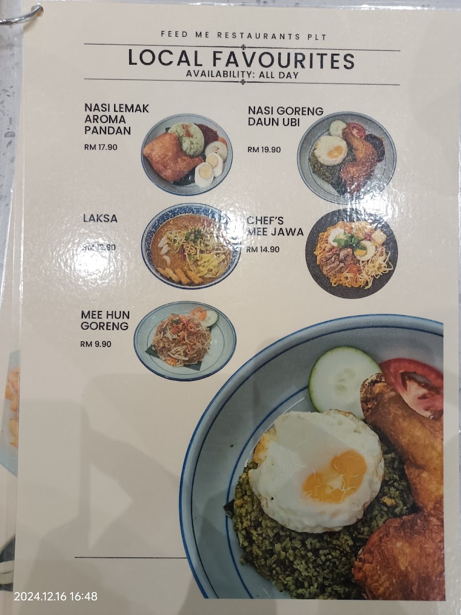Feed Me Restaurants PLT Photo Menu 4
