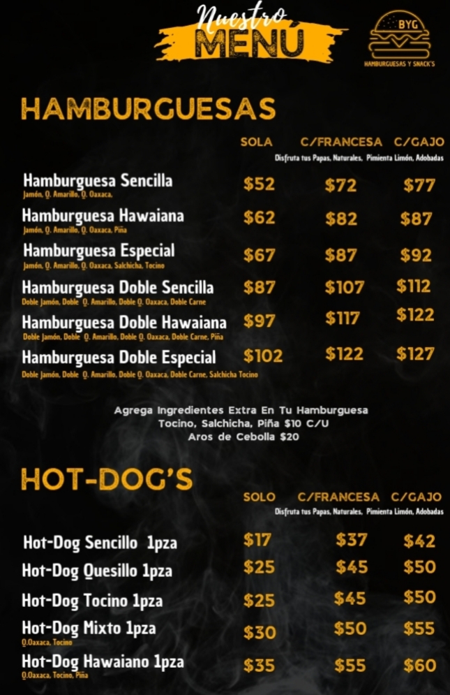 Hamburguesas Y Snack's 'B&G' Photo Menu 2