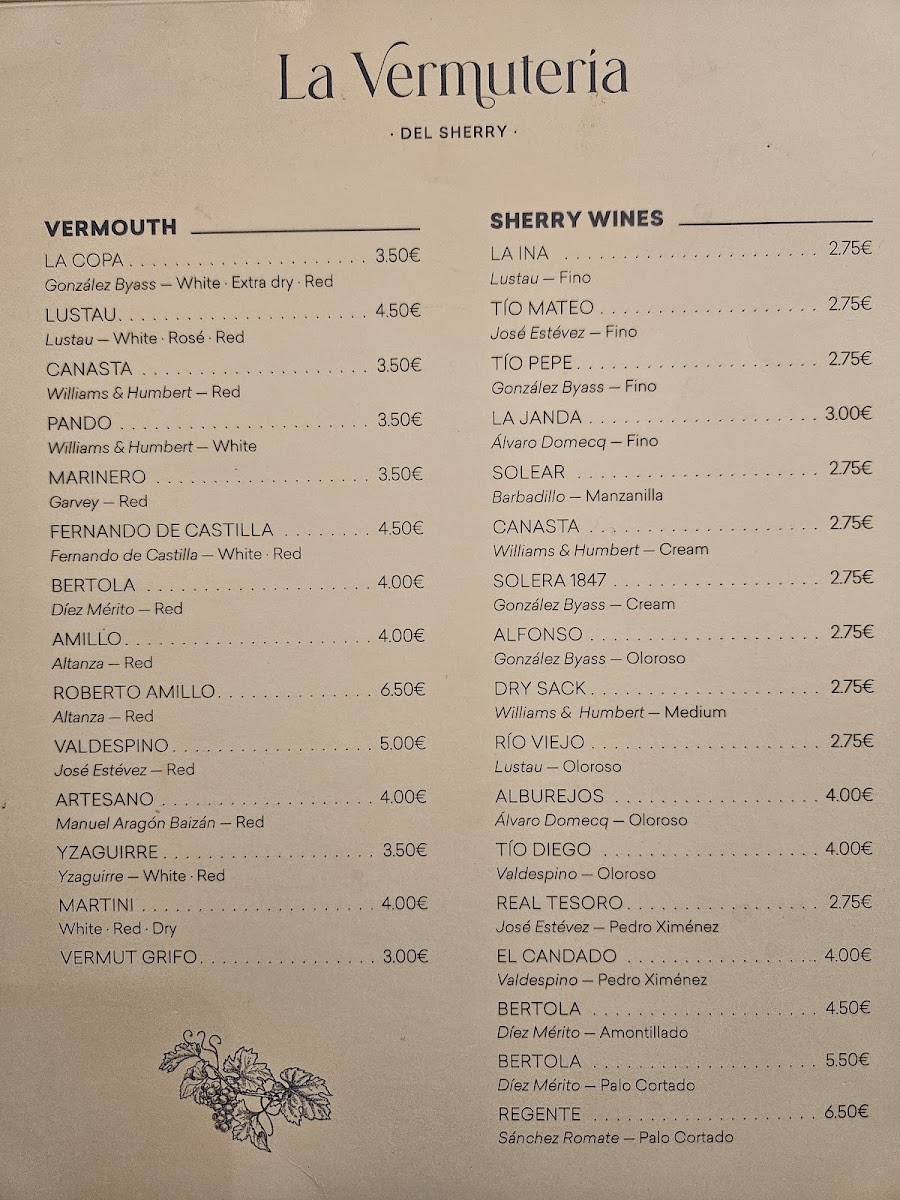 La Vermutería del Sherry Photo Menu 2