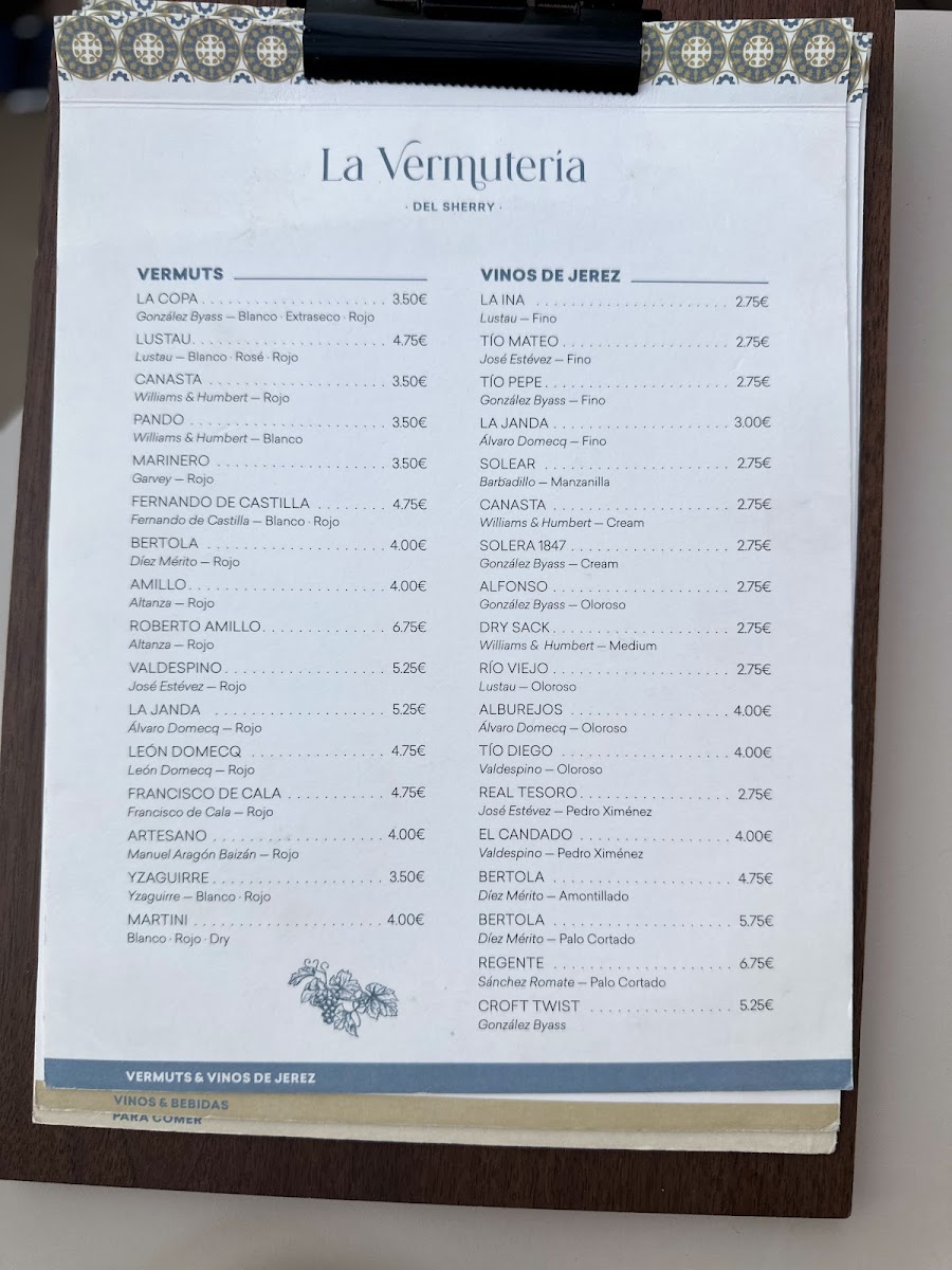 La Vermutería del Sherry Photo Menu 3