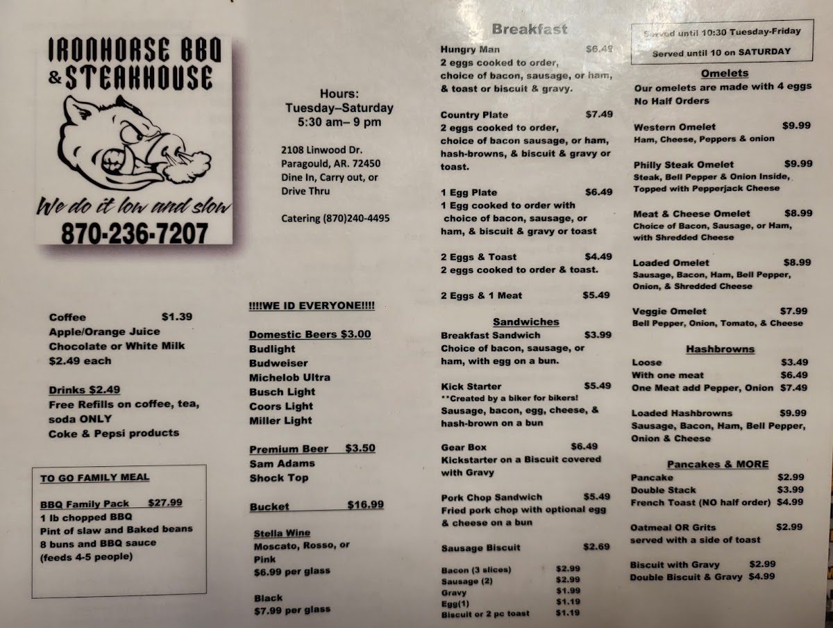 Ironhorse Barbeque And Steakhouse Photo Menu 3