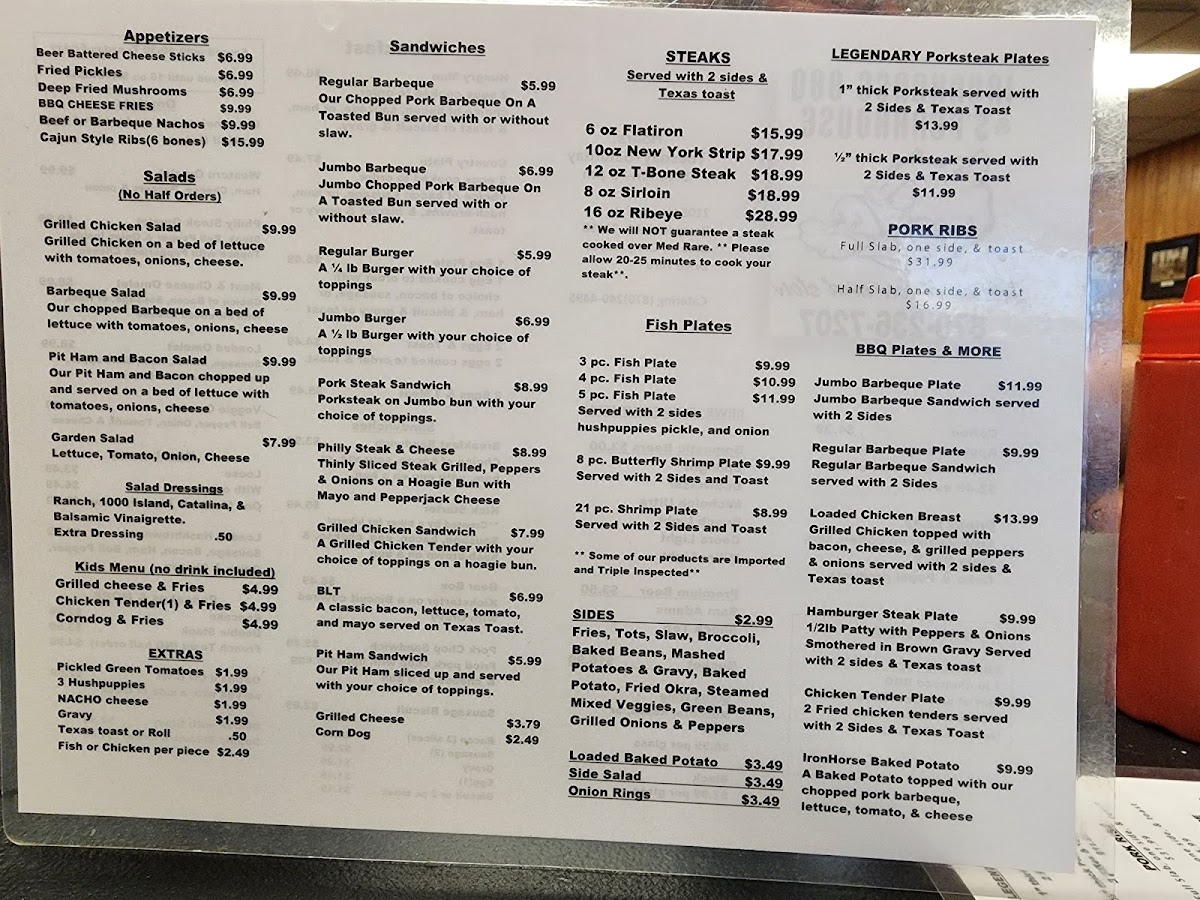 Ironhorse Barbeque And Steakhouse Photo Menu 6