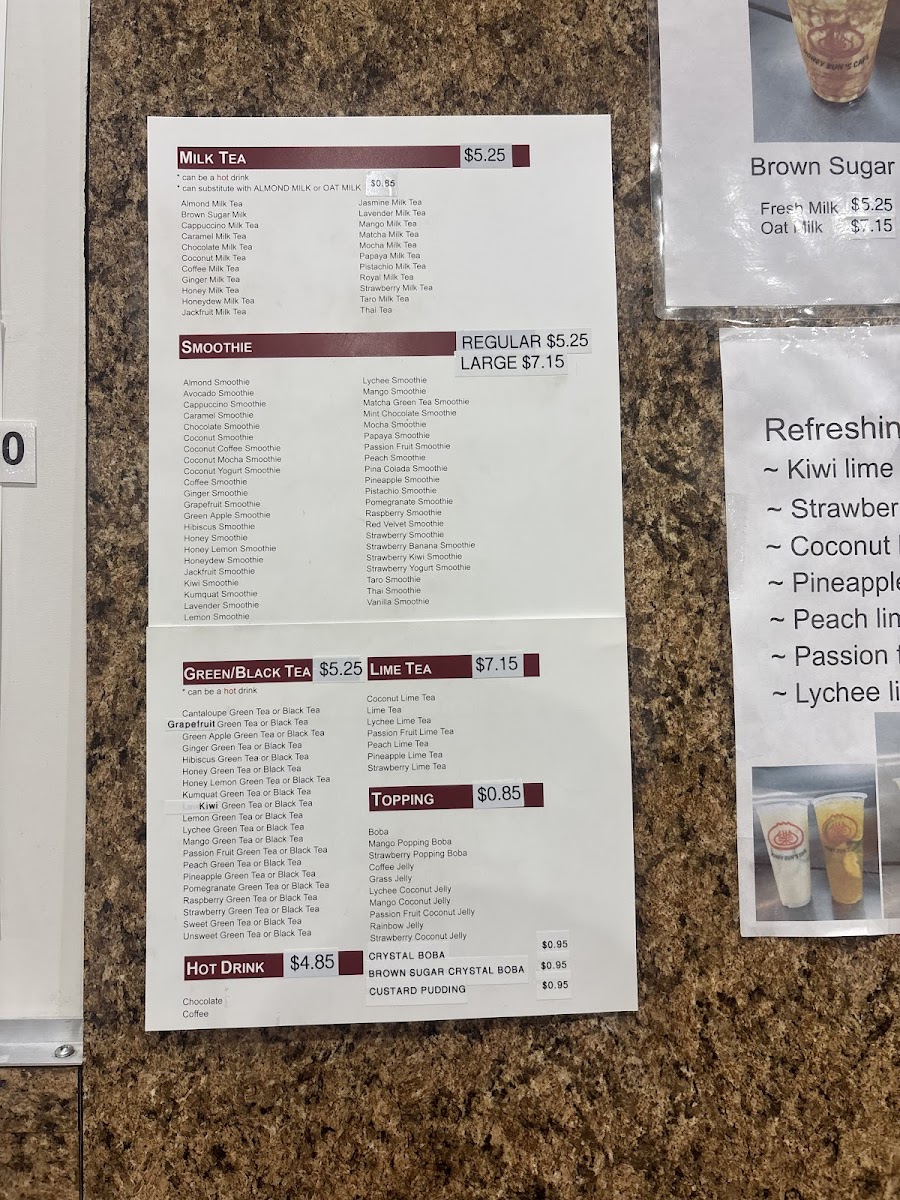 Honey Bun's Cafeteria Photo Menu 1