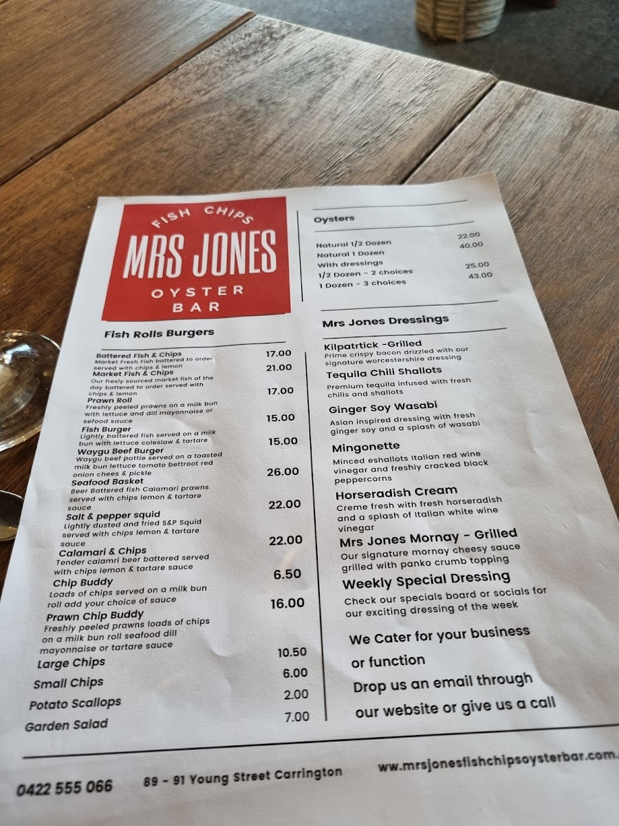 Mrs Jones Photo Menu 1