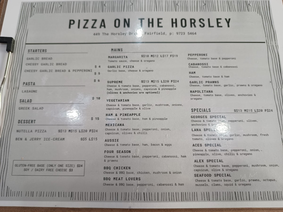 Pizza on the Horsley Photo Menu 1