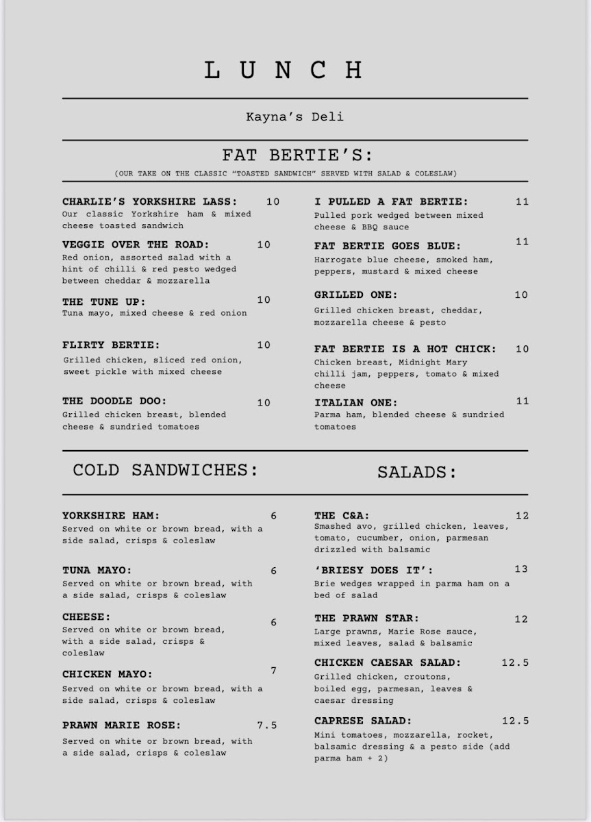 Kayna’s Deli Photo Menu 2