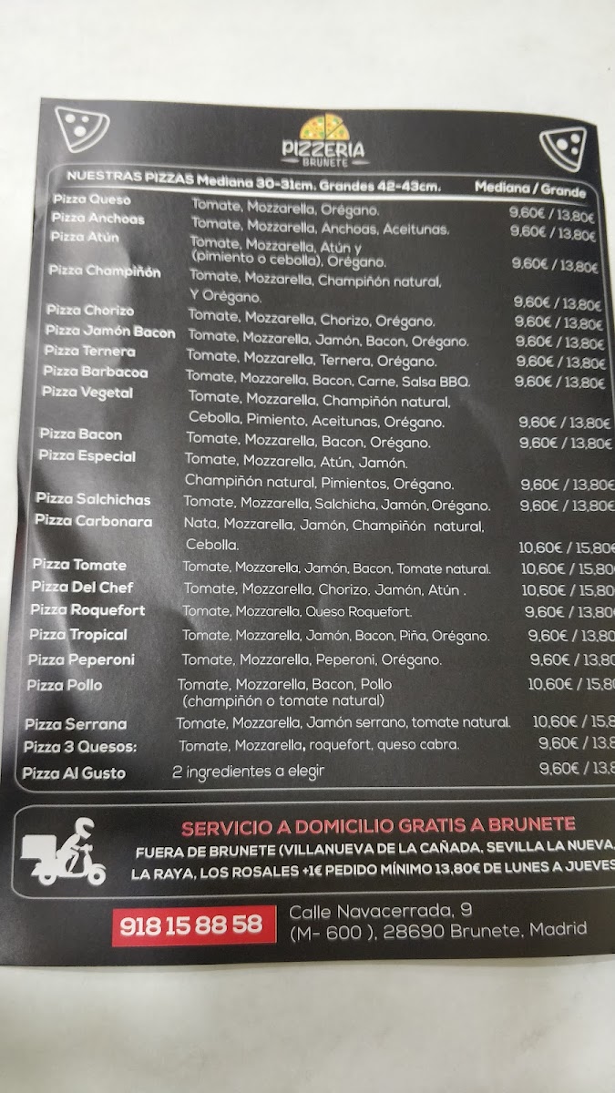 Pizzería Brunete Photo Menu 2