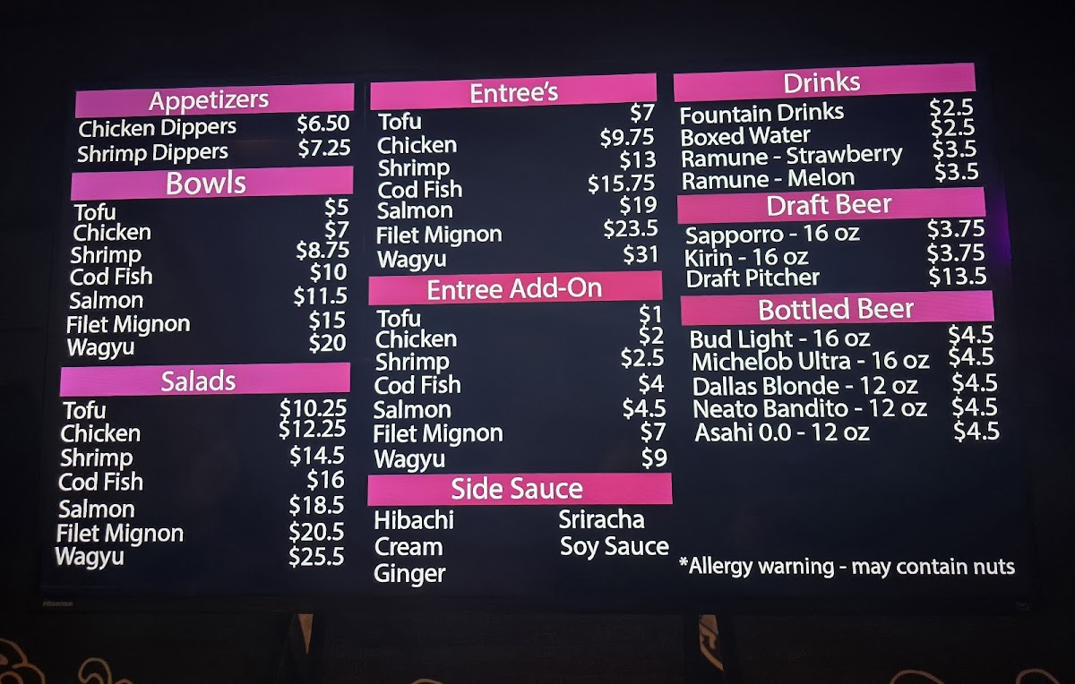 The Saucy Hibachi Photo Menu 1