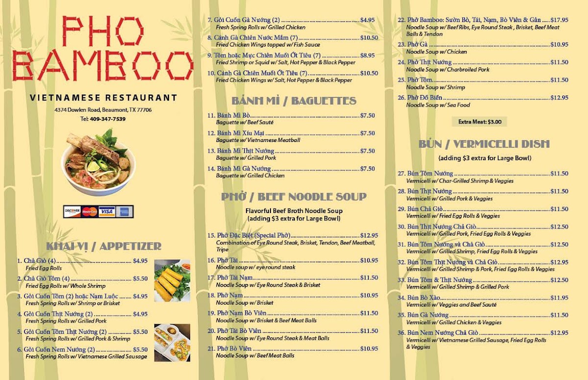 Pho BamBoo Photo Menu 2