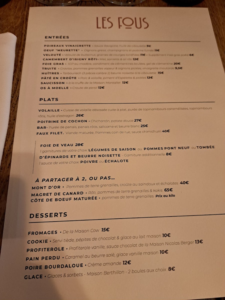 Les Fous de l'Ile Photo Menu 8