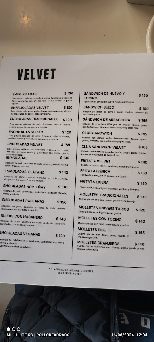 Café Velvet Centro Photo Menu 4