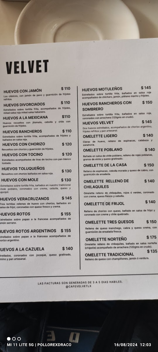 Café Velvet Centro Photo Menu 5