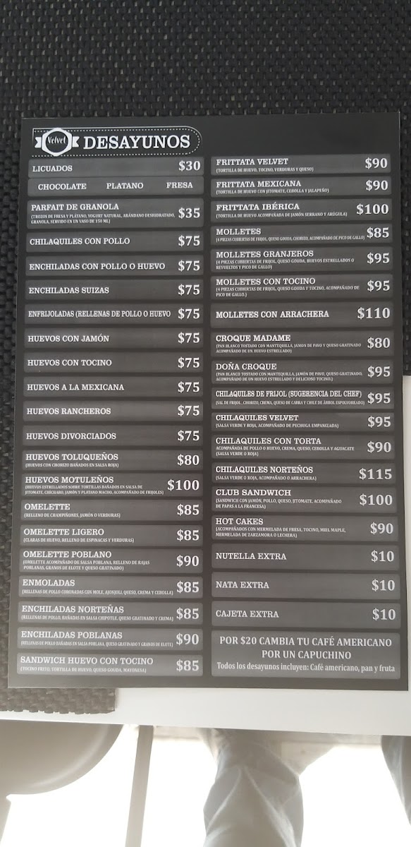 Café Velvet Centro Photo Menu 8
