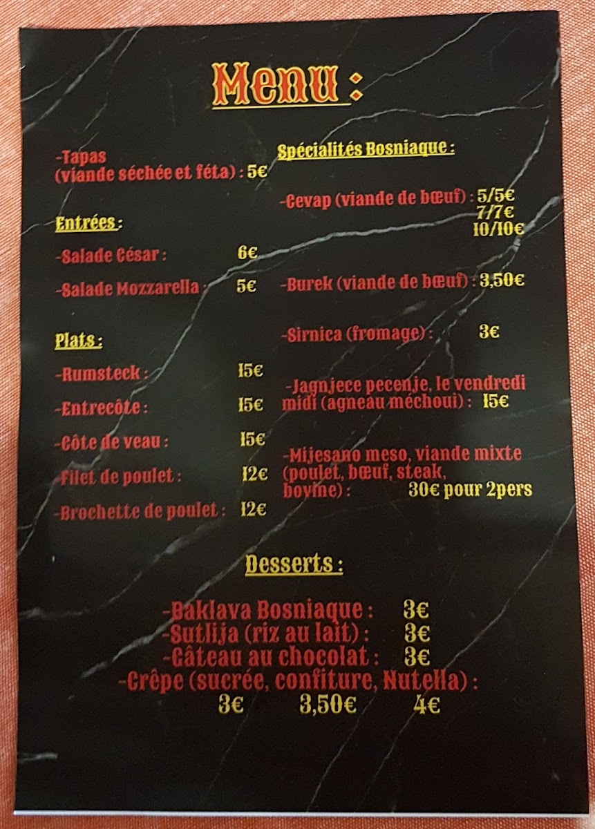 Restaurant Bosniaque Saray Grill Photo Menu 1