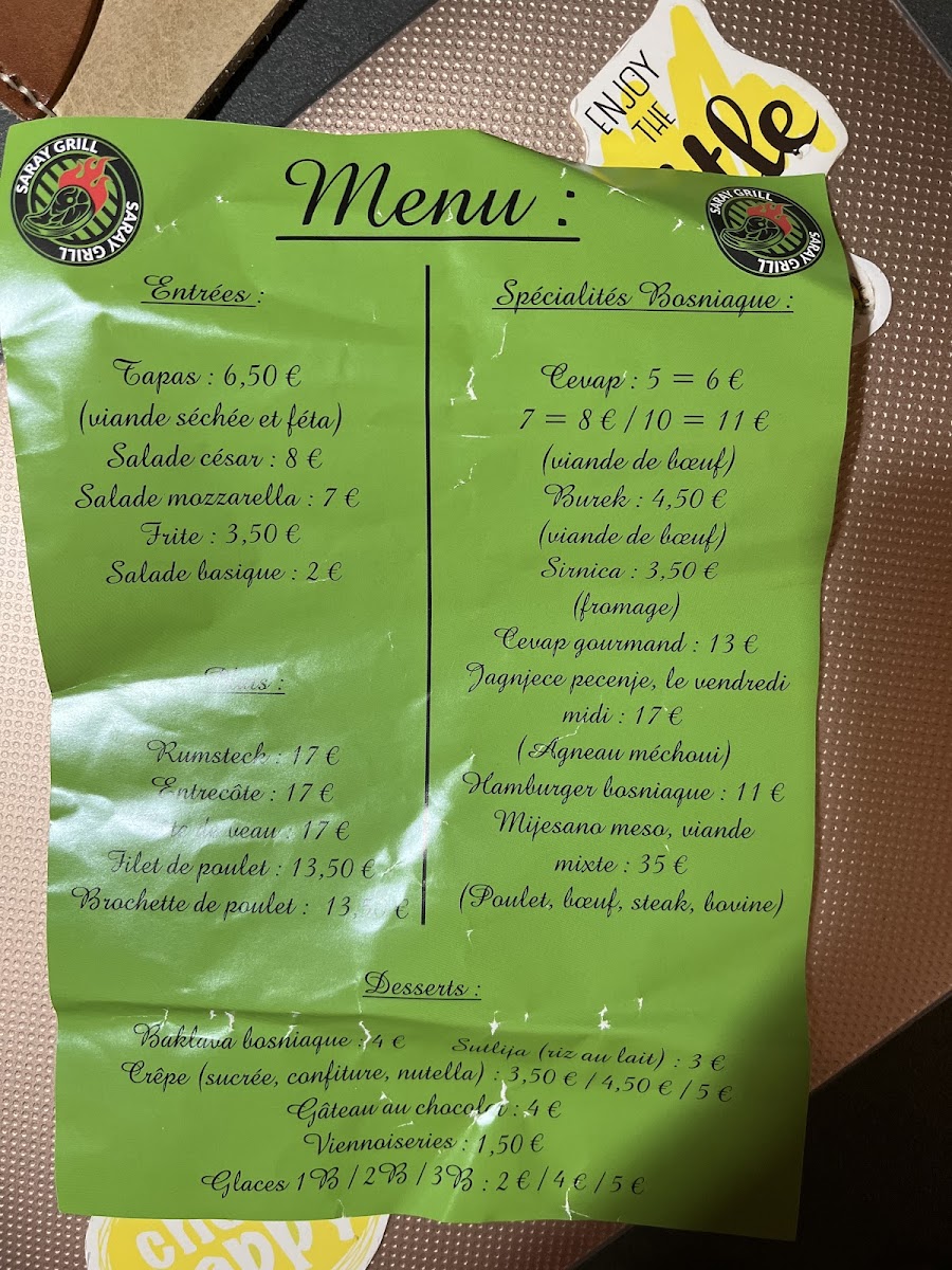 Restaurant Bosniaque Saray Grill Photo Menu 2