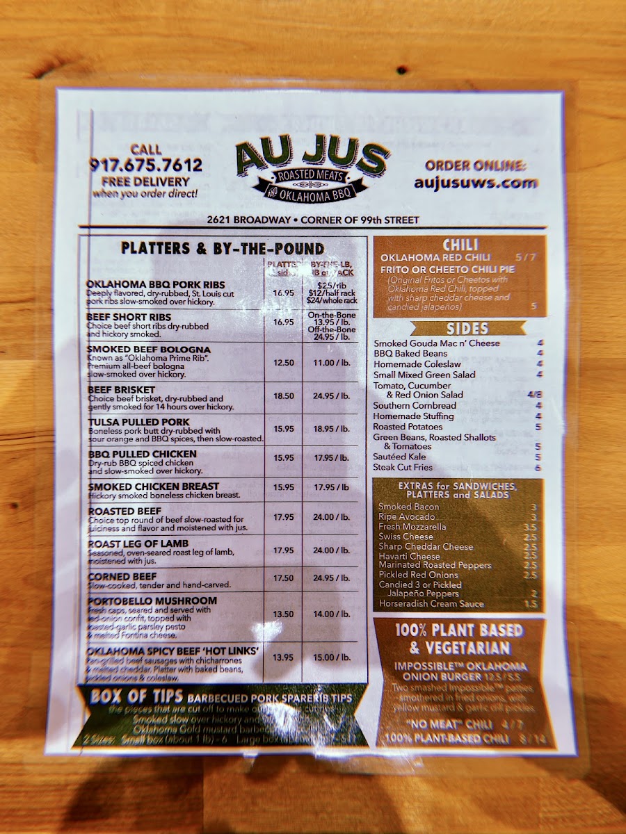 Au Jus Photo Menu 1