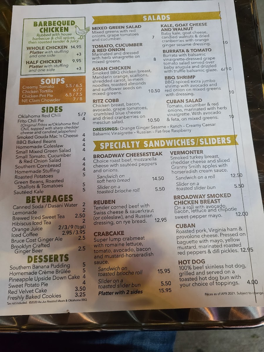 Au Jus Photo Menu 4