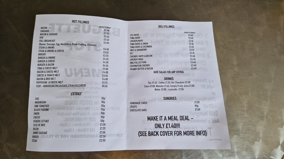 Baguette Stop Photo Menu 1