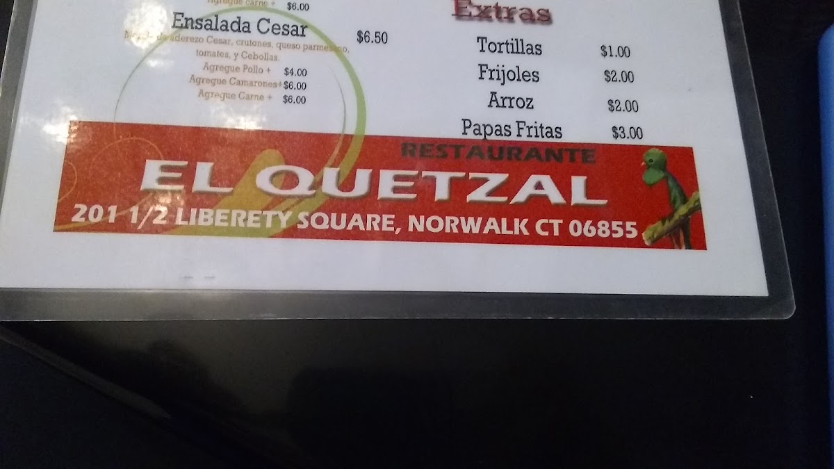 El Quetzal Restaurant Photo Menu 1