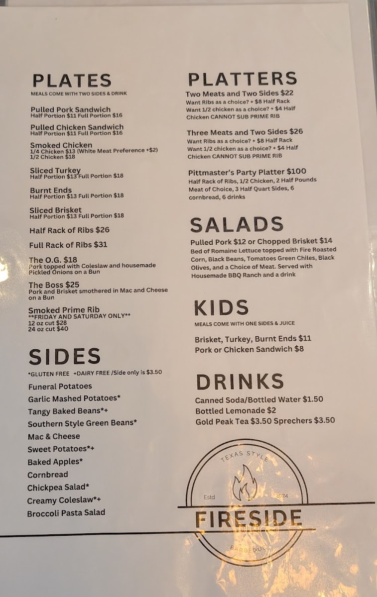 Fireside BBQ Photo Menu 1