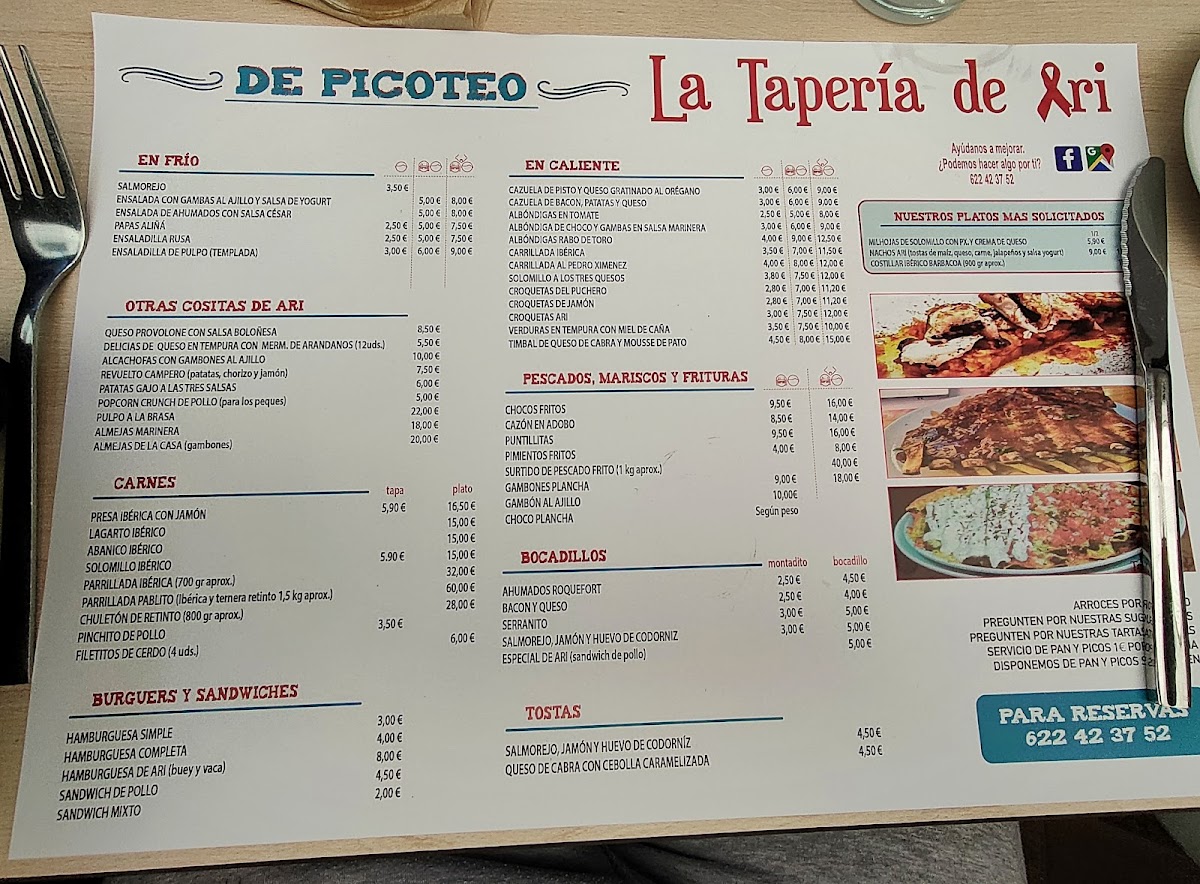 Restaurante La tapería de Ari Photo Menu 1