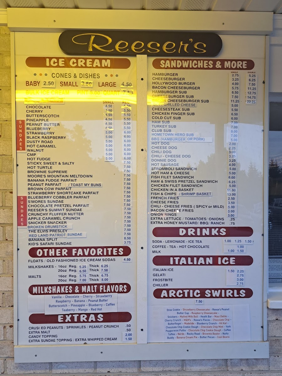 Reesers' Soft Ice Cream Photo Menu 2