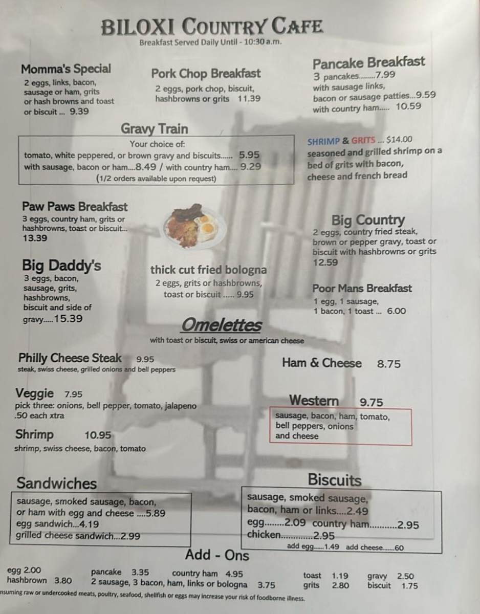 Biloxi Country Café Photo Menu 3