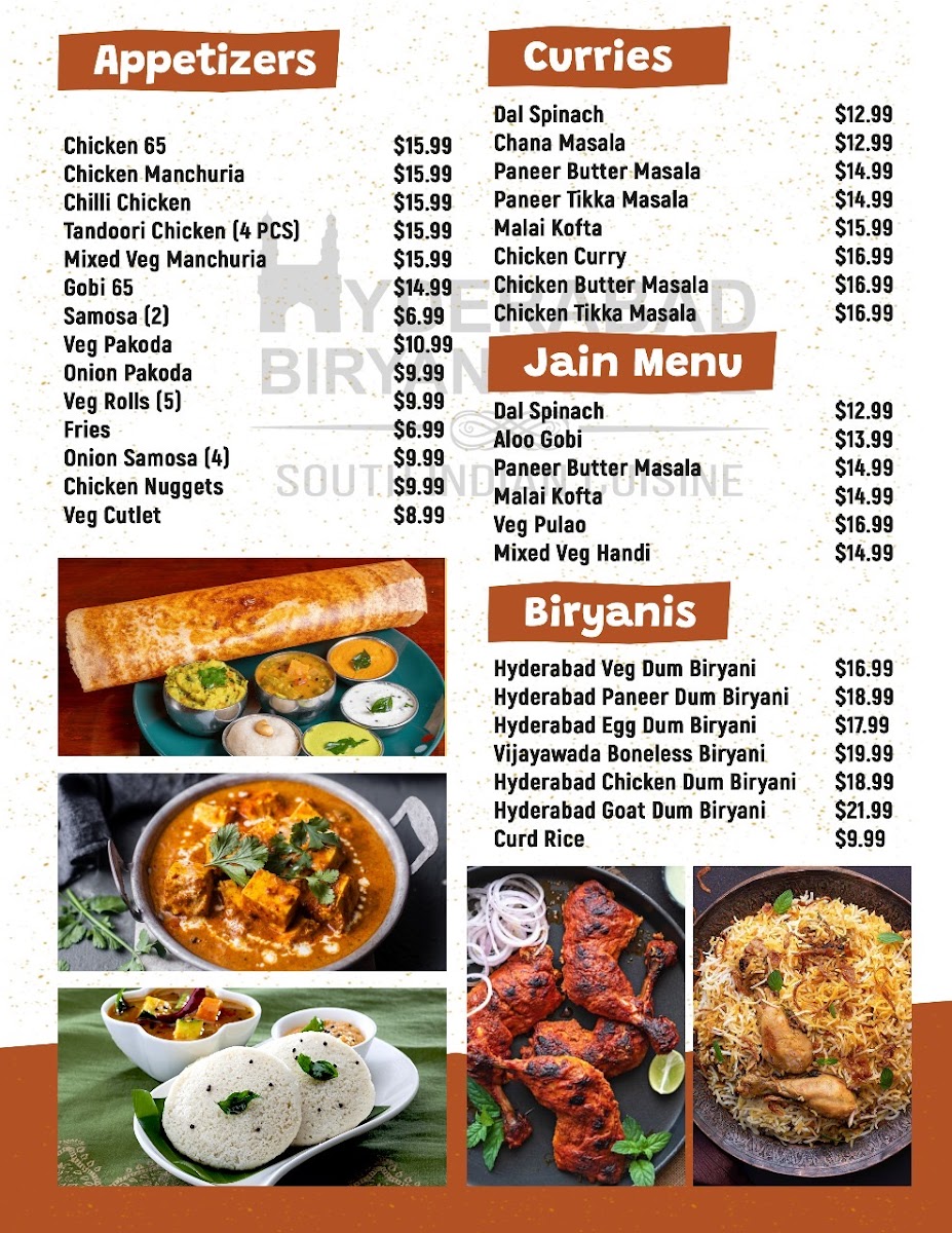 Hyderabad Biryani House Niagara Photo Menu 1